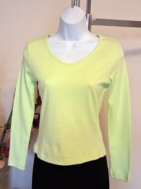 2 for $25 Womens Long Sleeve Stretch V Neck Green Cotton T Shirt Soft Warm Top 8